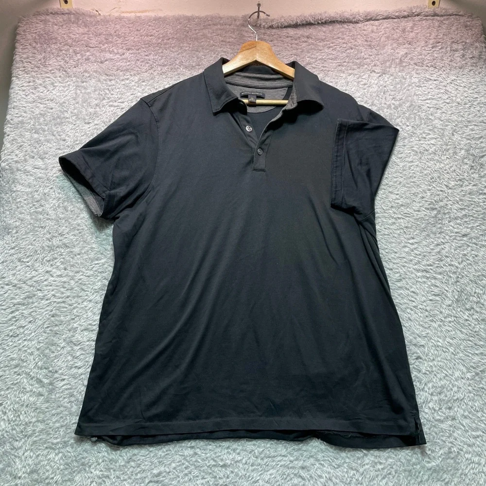 Banana Republic Mens XL Black Short Sleeve Polo Shirt Jersey Knit Casual